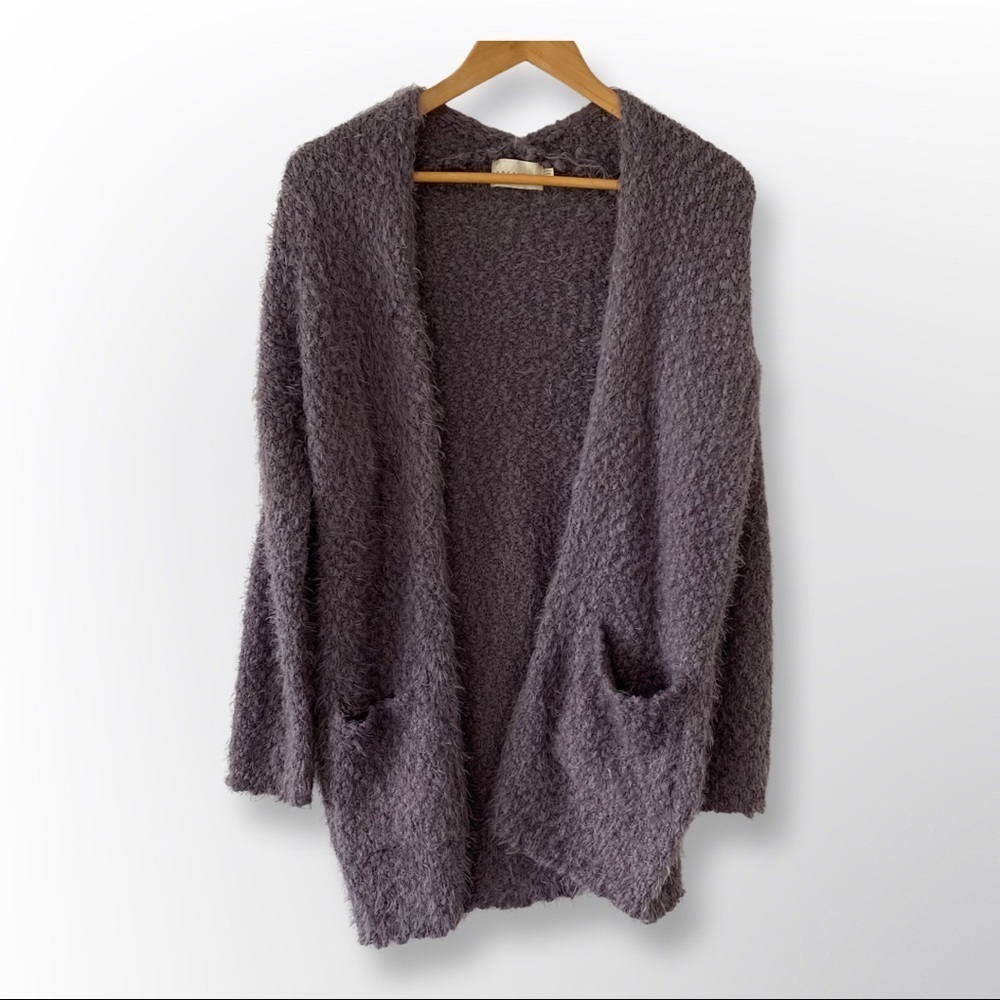 Dreamers Gray Fuzzy Popcorn Open Cardigan M/L ($89)
